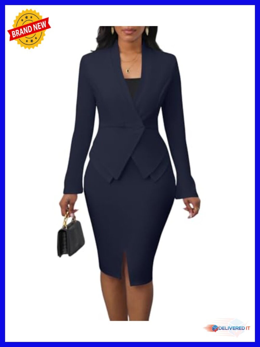 Women's 2 Piece Blazer and Pencil Skirt Suit Set Business Work Outfit